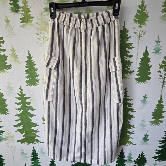 Striped Button-Down Linen Skirt - Picture 2 of 9